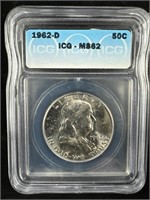 1962-D Silver Franklin Half-Dollar MS62