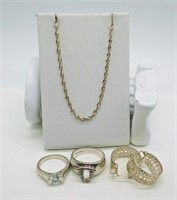 Sterling Rings, Earrings & Chain