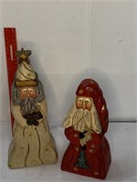(2) Lori Miller Santa Carvings