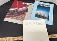 3 Ford Thunderbird Brochures.
