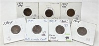 (4) 1909 Lincoln Cents; (3) 1909-VDB Cents