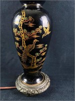 Oriental-Style Porcelain & Metal Lamp