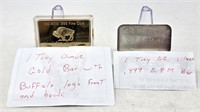 One Ounce .999 Silver Bar; 100 Mills Gold Plated