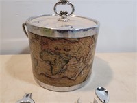 Vintage World Globe Metal Ice Bucket9inAx7inHx12L