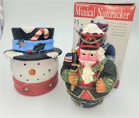 Musical Nutcracker and Tea Light CH Snowman