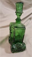 Bessi Glass Decanter from Italy - Green 10.5" tall