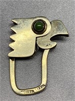 Vintage Mexican eagle head key ring w/ movable