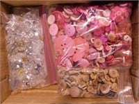 3 bags of pink, clear & natural sewing buttons