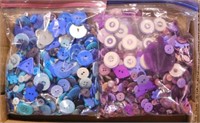 4 bags of blue, purple, silver & gold tone sewing