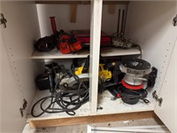 corded tools in cabinet