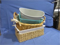 Baskets and plastic storage containers