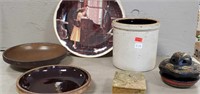 Assorted Pottery Items and Rockwell Plate