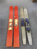 (2) Set of Vintage Wooden Water Skis, L - 67"