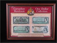 FRAMED ONE DOLLAR CDN BANKNOTE COLLECTION