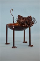Metal Cat/Bowl Figurine
