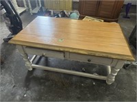 White and wood coffee table with drawers