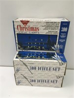 3 New Boxes of Christmas Icicle Lights 300ct
