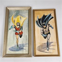 VINTAGE DAVCO BATMAN & ROBIN PRINTS FRAMED