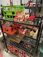 Rolling Wire Rack With Collectible Bottles