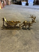 Brass Reindeer With Sled