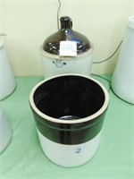 Western 5 Gal. Jug & 3 Gal Brown & White Crock -