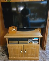 46" SAMSUNG FLAT SCREEN TV WITH TV STAND AND VHS