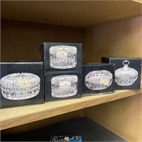 Lot of 5 Crystal Trinket Boxes