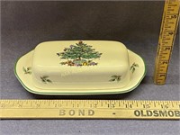 Spode Christmas Tree Stick Butter Dish & Cover