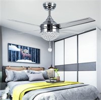 Crystal Ceiling Fans with Lights Remote Control,