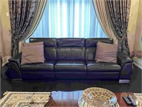 100% Natural Black Leather Couch