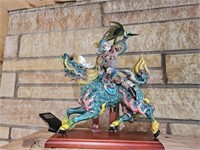 Exquisite Chinese roof tile warrior figurine 18" t