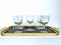 Vintage English Cocktail Tray & Wine Stems