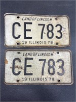 1978 Illinois License Plates-pair