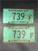 1982 Illinois License Plates-pair