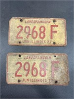1977 Illinois License Plates-pair