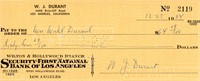 W.J. Durant signed check