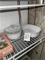 2 corning ware casseroles 1 with lid