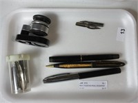 TRAY: FOUNTAIN PENS, MAGNIFIER