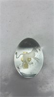 Strombergshyttan Engraved glass egg paperweight