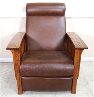 Mission Oak Leather Recliner