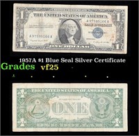 1957A $1 Blue Seal Silver Certificate Grades vf+