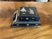 Vntg Chinese Smoking Box w/Inlaid Mother of Pearl