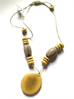 Artisan Made Wooden Bead Necklace - Adj.  Nice