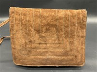 Brown Suede Shoulder Purse