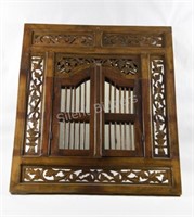 Hand Carved Window Mirror Pane with Shutters