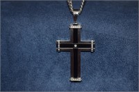 Stainless Steel Cross & Chain w/ White