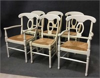 6 Dining Room Chairs w/ Woven Rush Seat