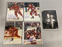 5 Autographed Hockey Memorabilia Photos 8"x10”