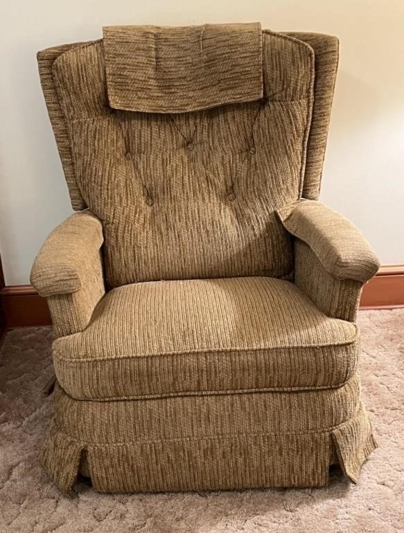 Tan Upholstered Rocker Recliner