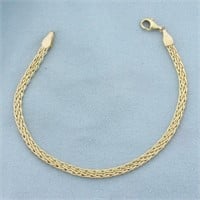 Double Foxtail Wheat Link Bracelet in 14k Yellow G